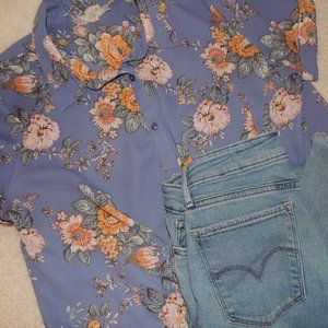 Floral Cropped and Tie Blouse